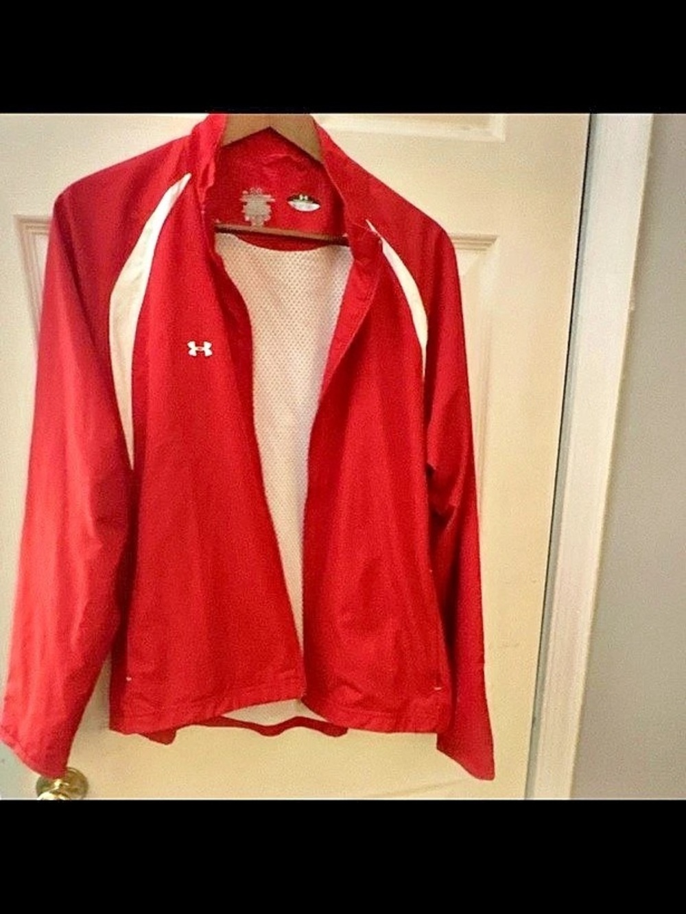 Under Armour Full Zip Warm-Up Track Jacket Red & White XL